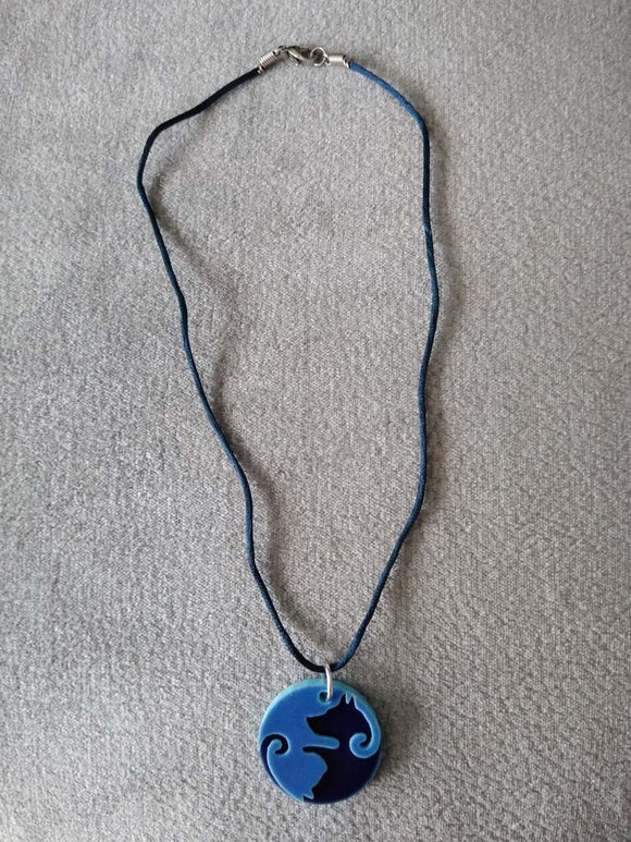 Dog and Cat Pendant Necklace - Blue
