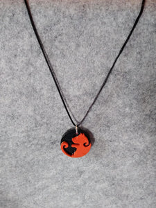 Dog Cat Pendant Necklace - Orange & Black Painted
