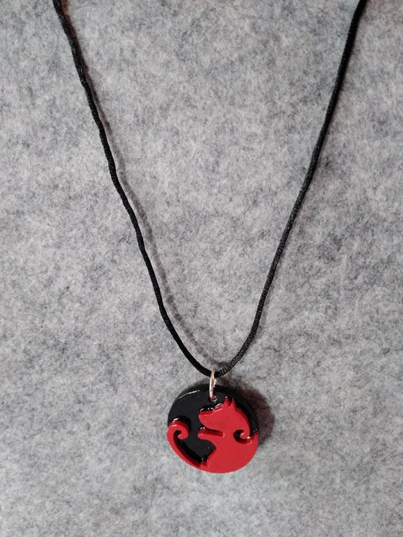 Dog Cat Pendant Necklace - Red & Black Painted