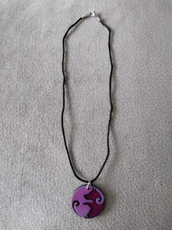 Dog and Cat Pendant Necklace - Purple