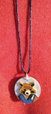 Reko the Racoon Pendant Necklace -  Painted