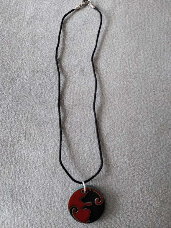 Dog and Cat Pendant Necklace - Red